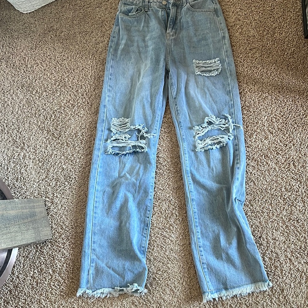 Light blue, Unworn, Wide leg jeans,